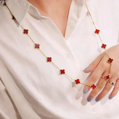 [Triumph Jewelry]CLOVER 20 MOTIFS CARNELIAN NECKLACE