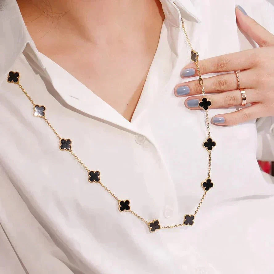 [Triumph Jewelry]CLOVER 20 MOTIFS ONYX NECKLACE