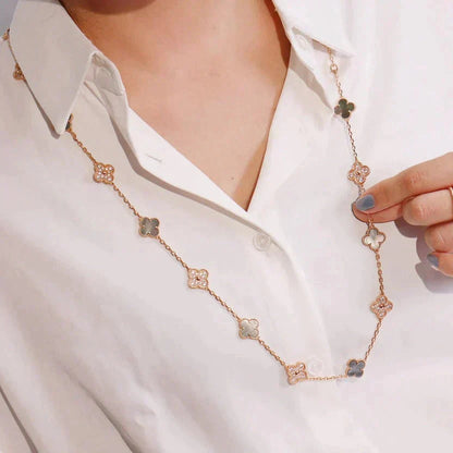 [Triumph Jewelry]CLOVER 20 MOTIFS DARK MOP DIAMOND  NECKLACE