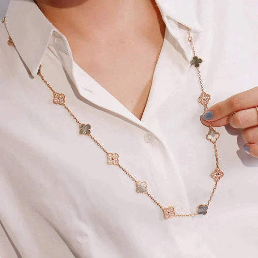 [Triumph Jewelry]CLOVER 20 MOTIFS DARK MOP DIAMOND  NECKLACE