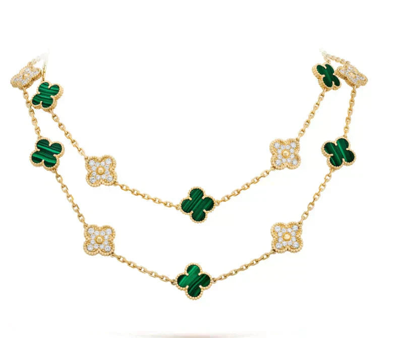 [Triumph Jewelry]CLOVER 20 MOTIFS MALACHITE DIAMOND NECKLACE