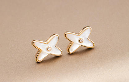 [Triumph Jewelry]JEUX DE WHITE MOP PINK GOLD DIAMOND EARRINGS