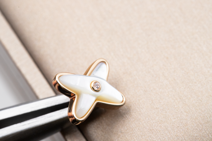 [Triumph Jewelry]JEUX DE WHITE MOP ROSE GOLD DIAMOND EARRINGS