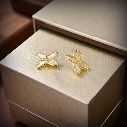 [Triumph Jewelry]JEUX DE WHITE MOP GOLD DIAMOND EARRINGS