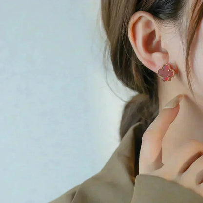 [Triumph Jewelry]CLOVER MEDIUM 1 MOTIFS CARNELIAN  EARRINGS
