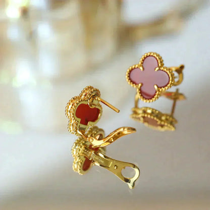 [Triumph Jewelry]CLOVER MEDIUM 1 MOTIFS CARNELIAN  EARRINGS