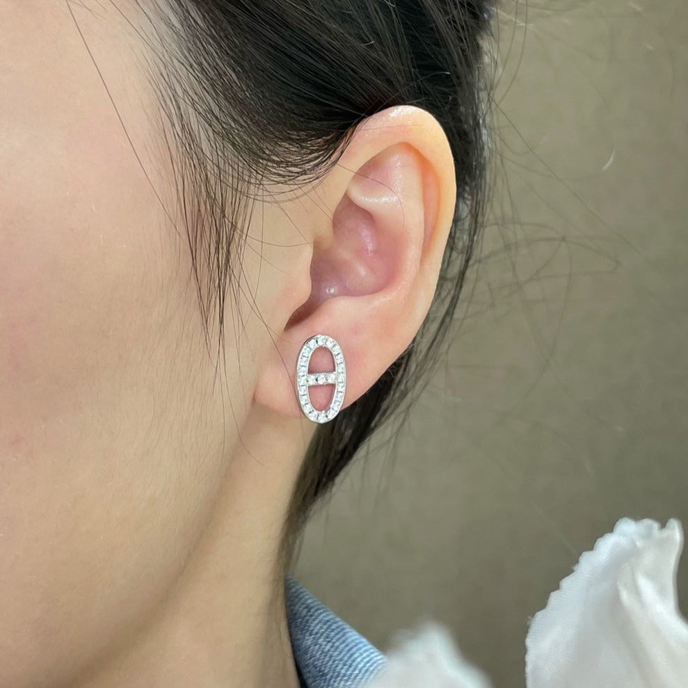 [Triumph Jewelry]HM FULL DIAMOND PIG NOSE STUD EARRINGS