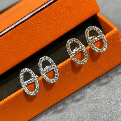 [Triumph Jewelry]HM FULL DIAMOND PIG NOSE STUD EARRINGS