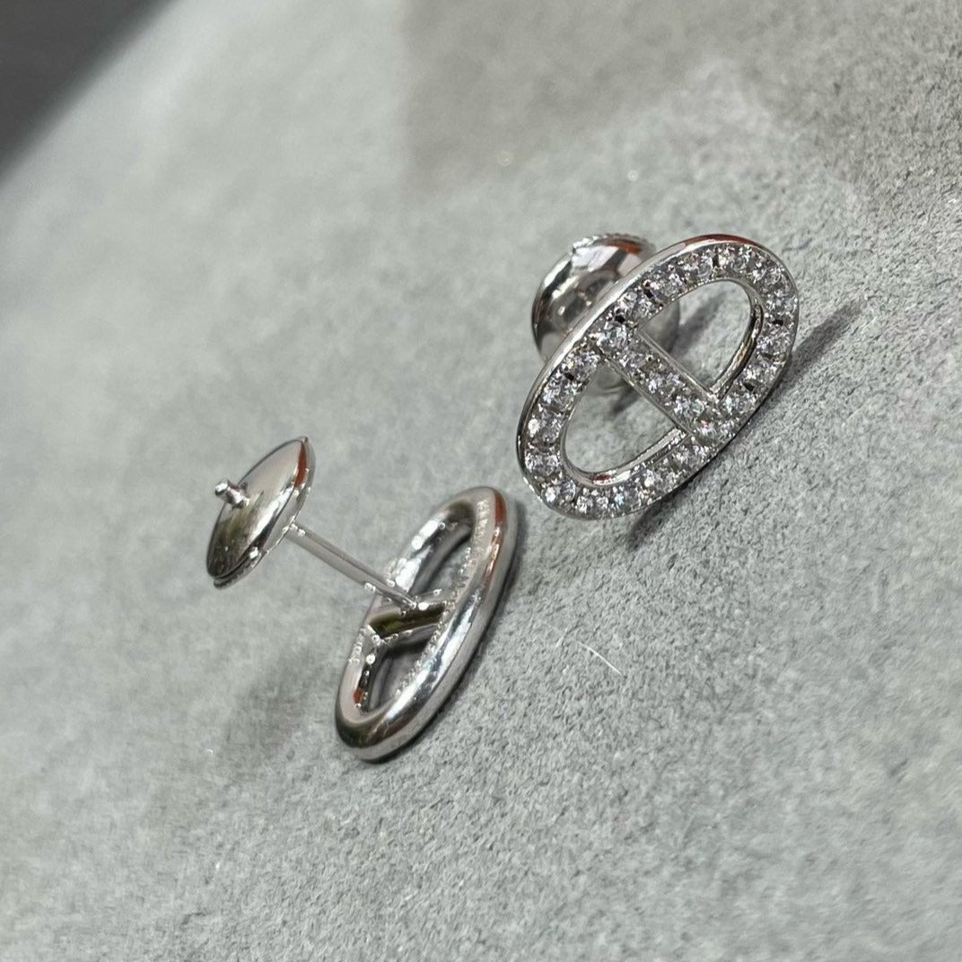 [Triumph Jewelry]HM FULL DIAMOND PIG NOSE STUD EARRINGS