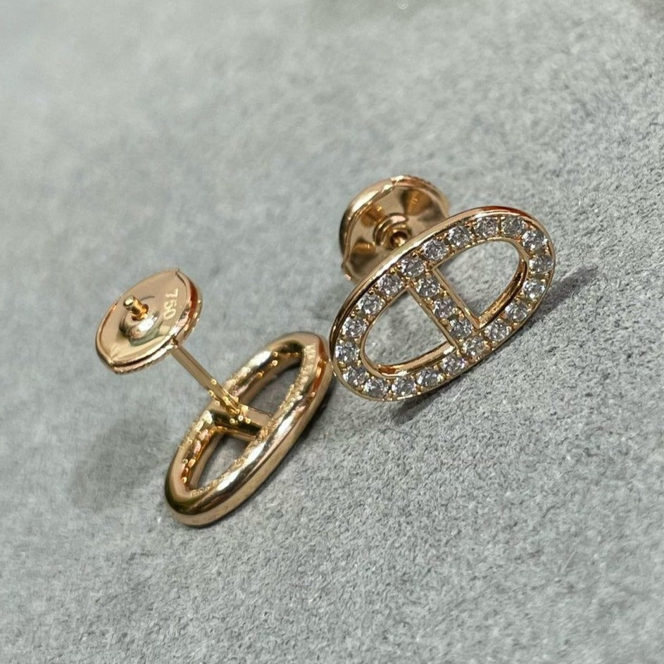 [Triumph Jewelry]HM FULL DIAMOND PIG NOSE STUD EARRINGS