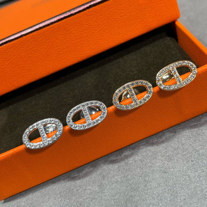 [Triumph Jewelry]HM FULL DIAMOND PIG NOSE STUD EARRINGS