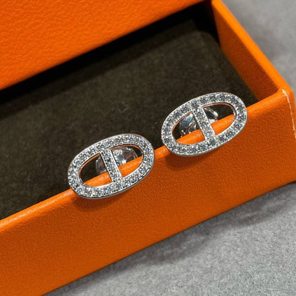 [Triumph Jewelry]HM FULL DIAMOND PIG NOSE STUD EARRINGS