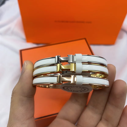 [Triumph Jewelry]CLASSIC HM CLIC WHITE 8MM ENAMEL BRACELET