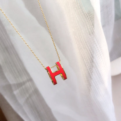 [Triumph Jewelry]HM CLIC RED ENAMEL GOLD NECKLACE