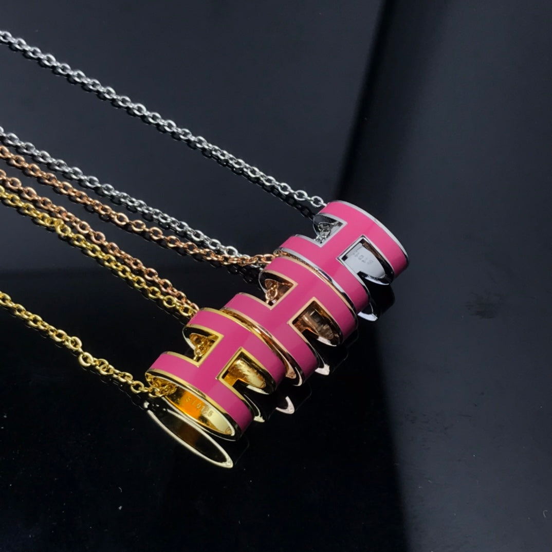 [Triumph Jewelry]H NECKLACE PINK