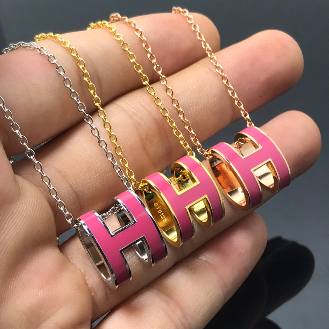 [Triumph Jewelry]H NECKLACE PINK