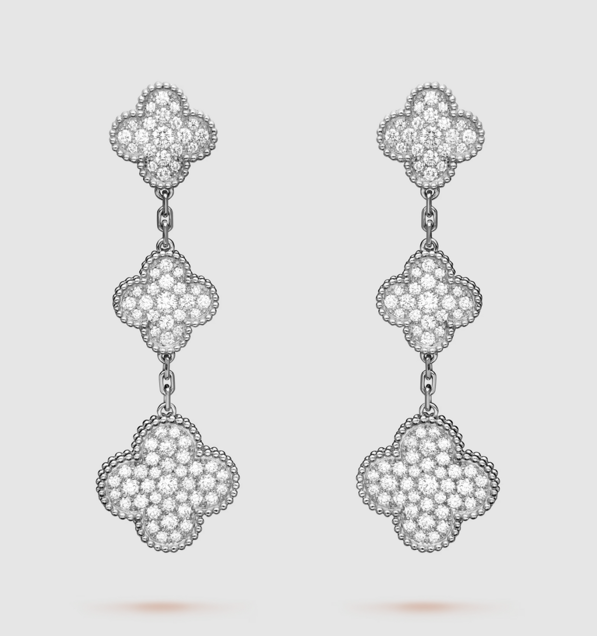 [Triumph Jewelry]CLOVER 3 MOTIF DIAMOND SILVER DROP EARRINGS