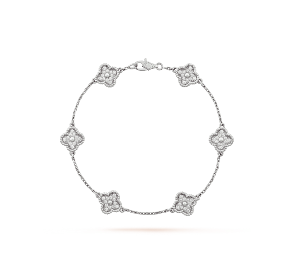 [Triumph Jewelry]CLOVER 6 MOTIF SILVER DIAMOND BRACELET