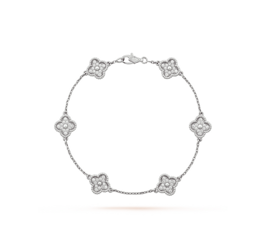 [Triumph Jewelry]CLOVER 6 MOTIF SILVER DIAMOND BRACELET