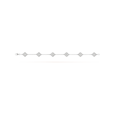 [Triumph Jewelry]CLOVER 6 MOTIF SILVER DIAMOND BRACELET