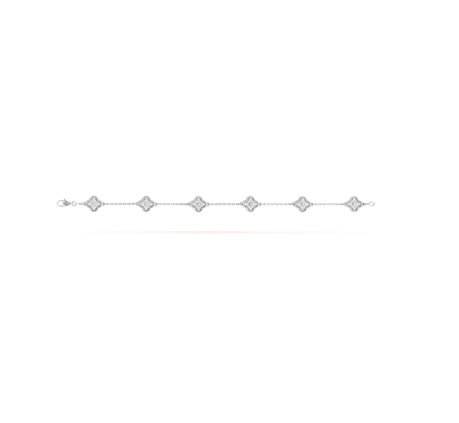 [Triumph Jewelry]CLOVER 6 MOTIF SILVER DIAMOND BRACELET