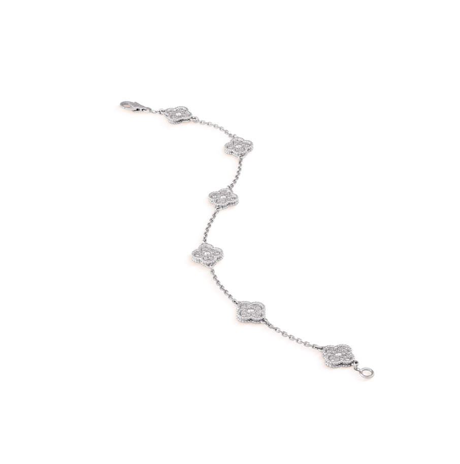 [Triumph Jewelry]CLOVER 6 MOTIF SILVER DIAMOND BRACELET