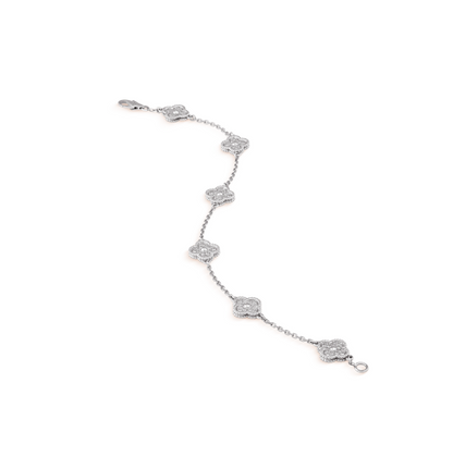 [Triumph Jewelry]CLOVER 6 MOTIF SILVER DIAMOND BRACELET