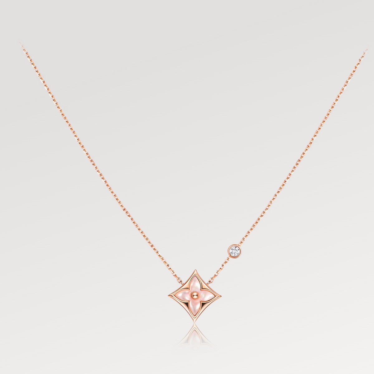 [Triumph Jewelry]STAR PINK MOP 1 DIAMOND PINK GOLD NECKLACE