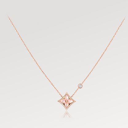 [Triumph Jewelry]STAR PINK MOP 1 DIAMOND PINK GOLD NECKLACE