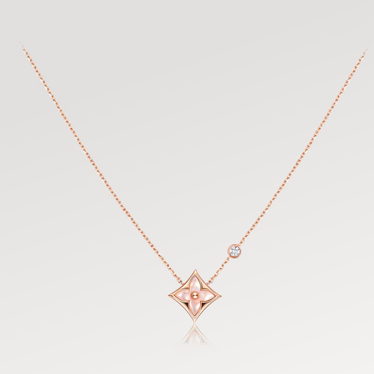 [Triumph Jewelry]STAR PINK MOP 1 DIAMOND PINK GOLD NECKLACE