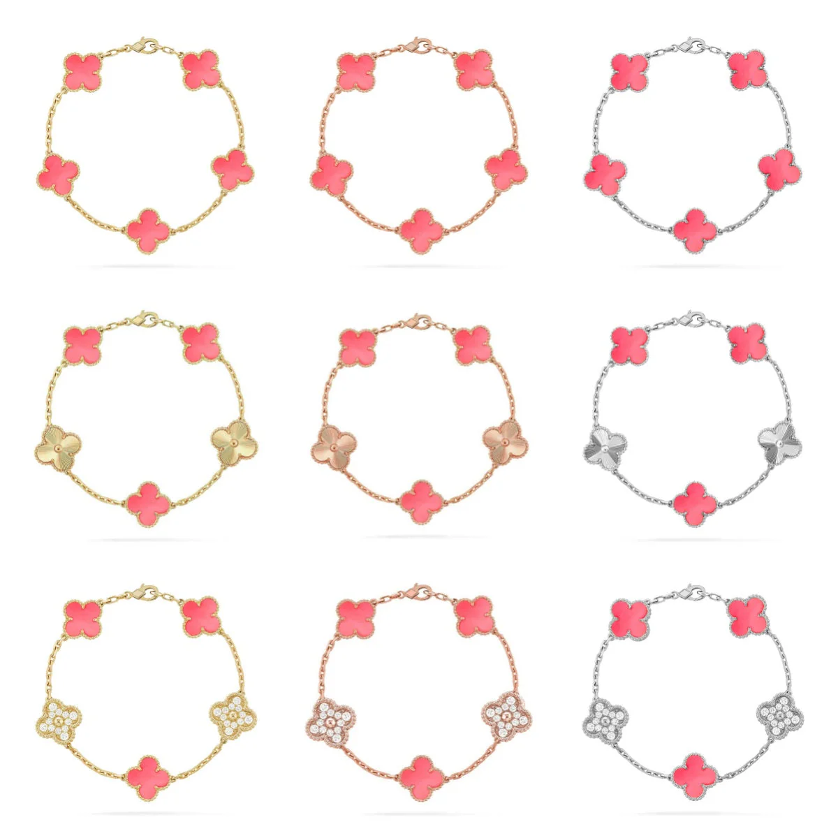[Triumph Jewelry] CLOVER 5 MOTIFS  PINK MOP BRACELET COLLECTION