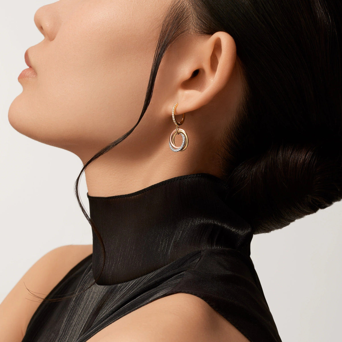 [Triumph Jewelry]TRINITY HALF DIAMOND  EARRINGS