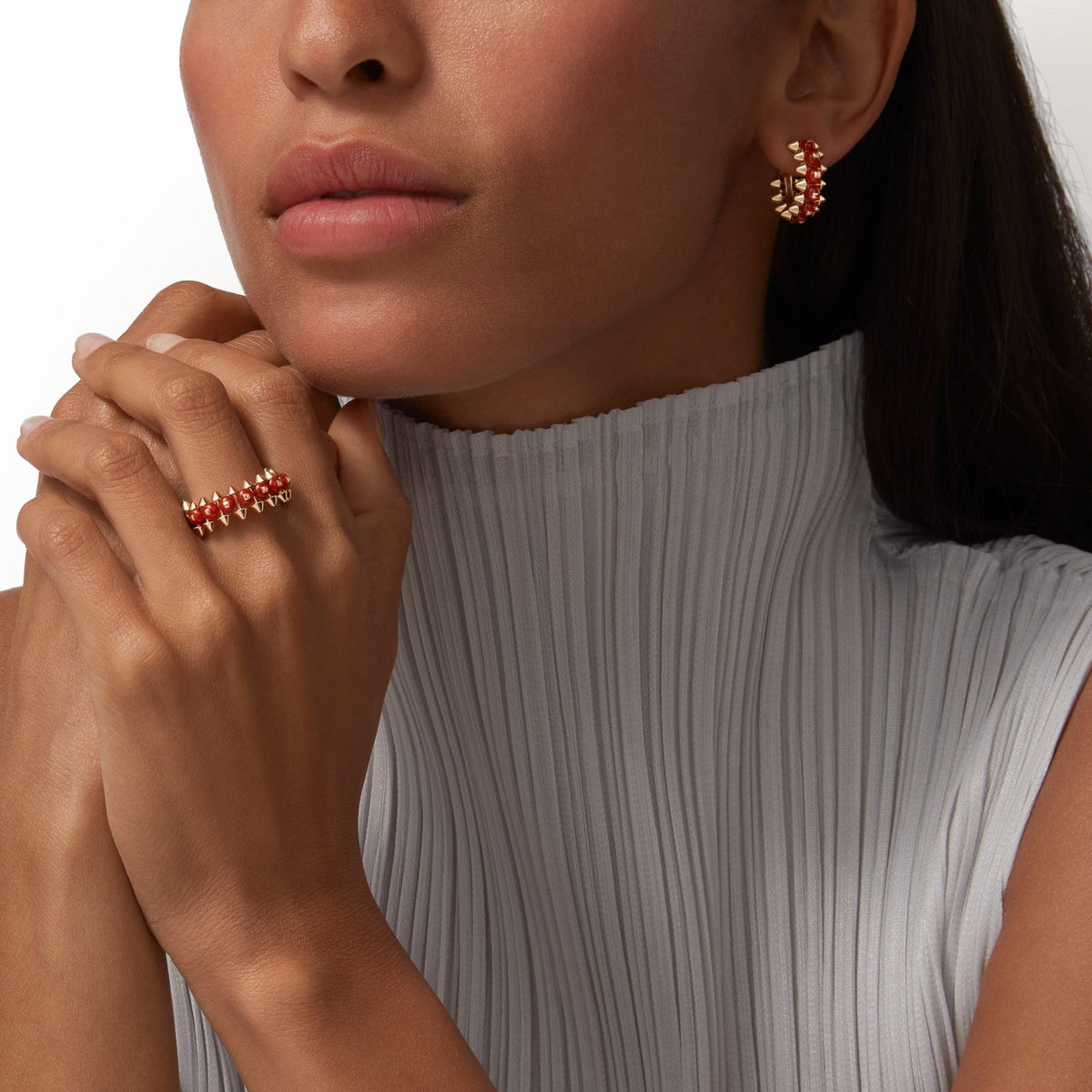 [Triumph Jewelry]CLASH 7.9MM AGATE CHALCEDONY EARRINGS