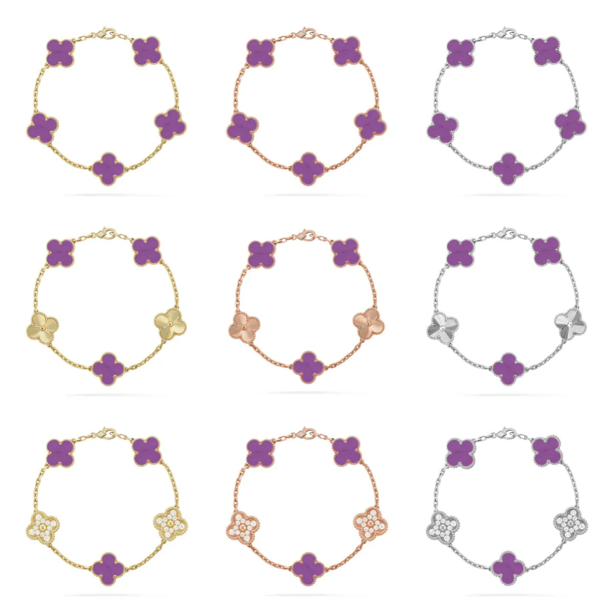 [Triumph Jewelry] CLOVER 5 MOTIF VIOLET BRACELET COLLECTION