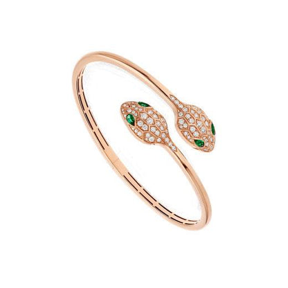 [Triumph Jewelry]SERPENTI BRACELET PINK GOLD MALACHITE DIAMOND DOUBLE SNAKE