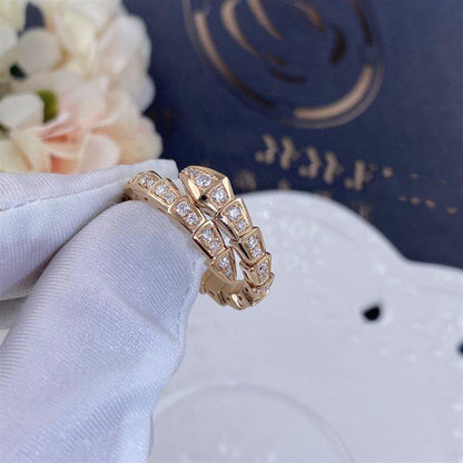 [Triumph Jewelry]SERPENTI RING PINK GOLD DIAMOND PAVED 4MM