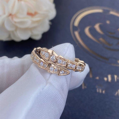 [Triumph Jewelry]SERPENTI RING PINK GOLD DIAMOND PAVED 4MM