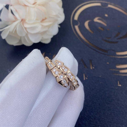 [Triumph Jewelry]SERPENTI RING PINK GOLD DIAMOND PAVED 4MM