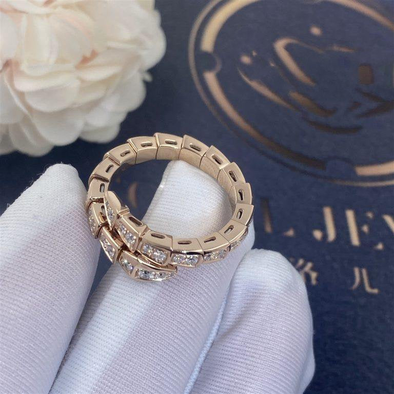 [Triumph Jewelry]SERPENTI RING PINK GOLD DIAMOND PAVED 4MM