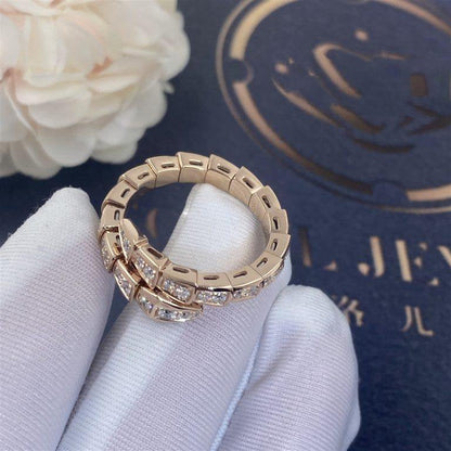 [Triumph Jewelry]SERPENTI RING PINK GOLD DIAMOND PAVED 4MM