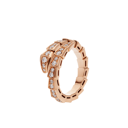 [Triumph Jewelry]SERPENTI RING PINK GOLD DIAMOND PAVED 4MM