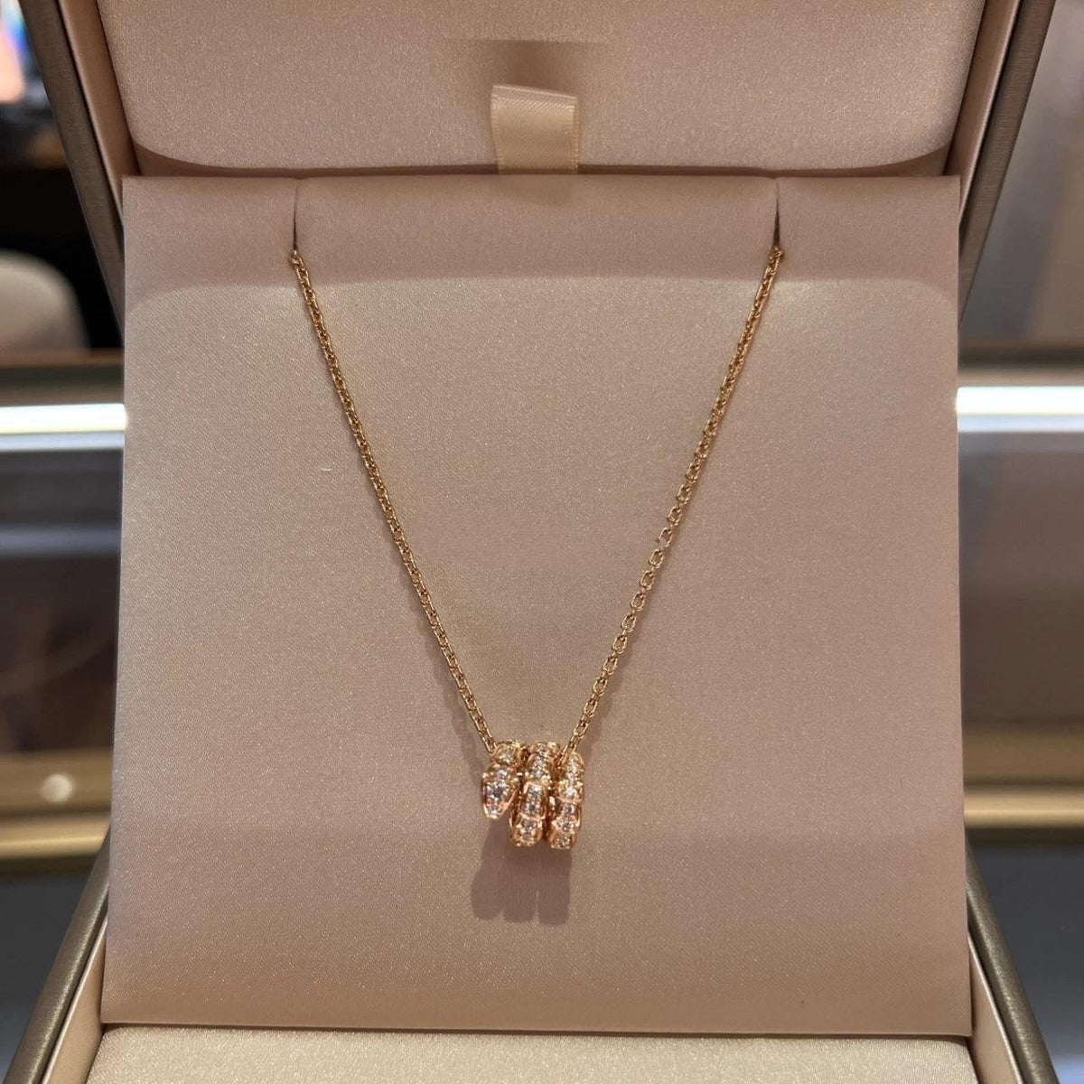 [Triumph Jewelry]SERPENTI PINK GOLD NECKLACE DOUBLE RING DIAMOND