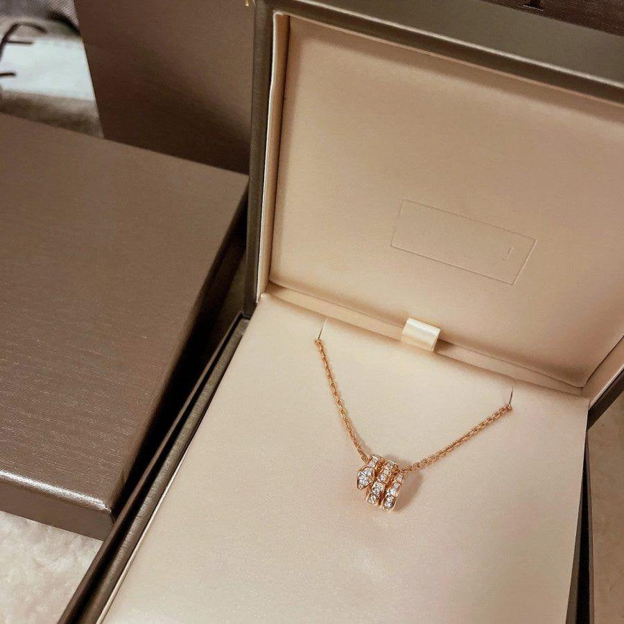 [Triumph Jewelry]SERPENTI PINK GOLD NECKLACE DOUBLE RING DIAMOND