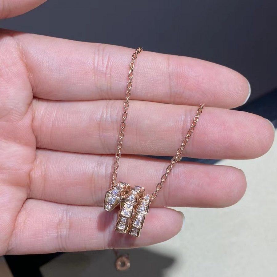 [Triumph Jewelry]SERPENTI PINK GOLD NECKLACE DOUBLE RING DIAMOND