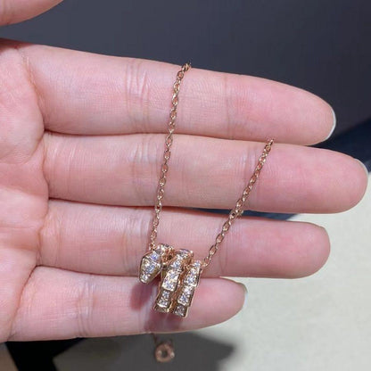 [Triumph Jewelry]SERPENTI PINK GOLD NECKLACE DOUBLE RING DIAMOND