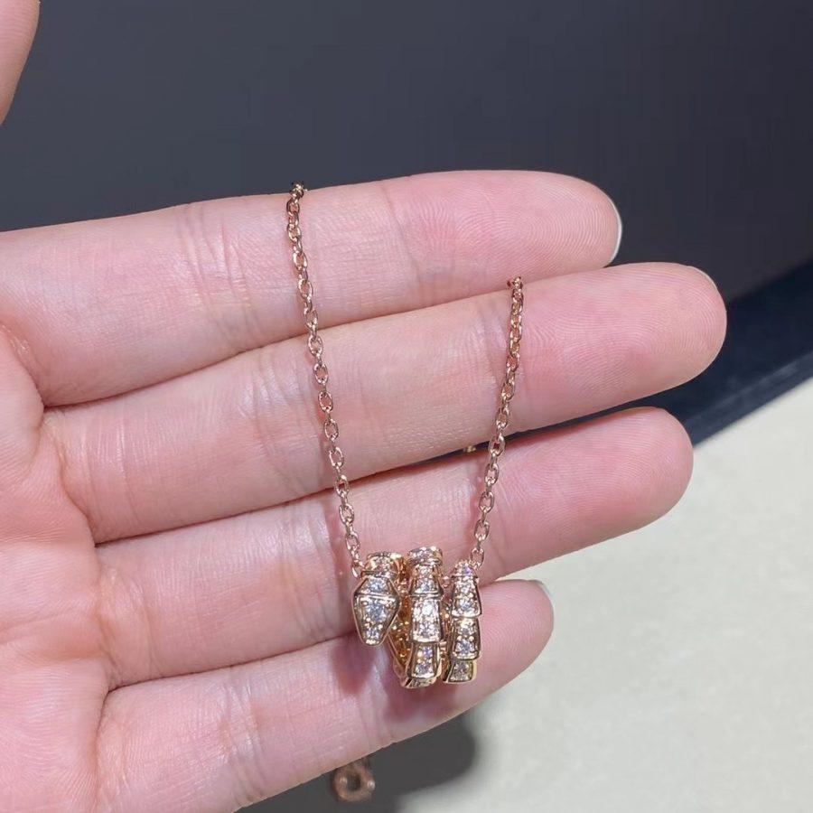 [Triumph Jewelry]SERPENTI PINK GOLD NECKLACE DOUBLE RING DIAMOND