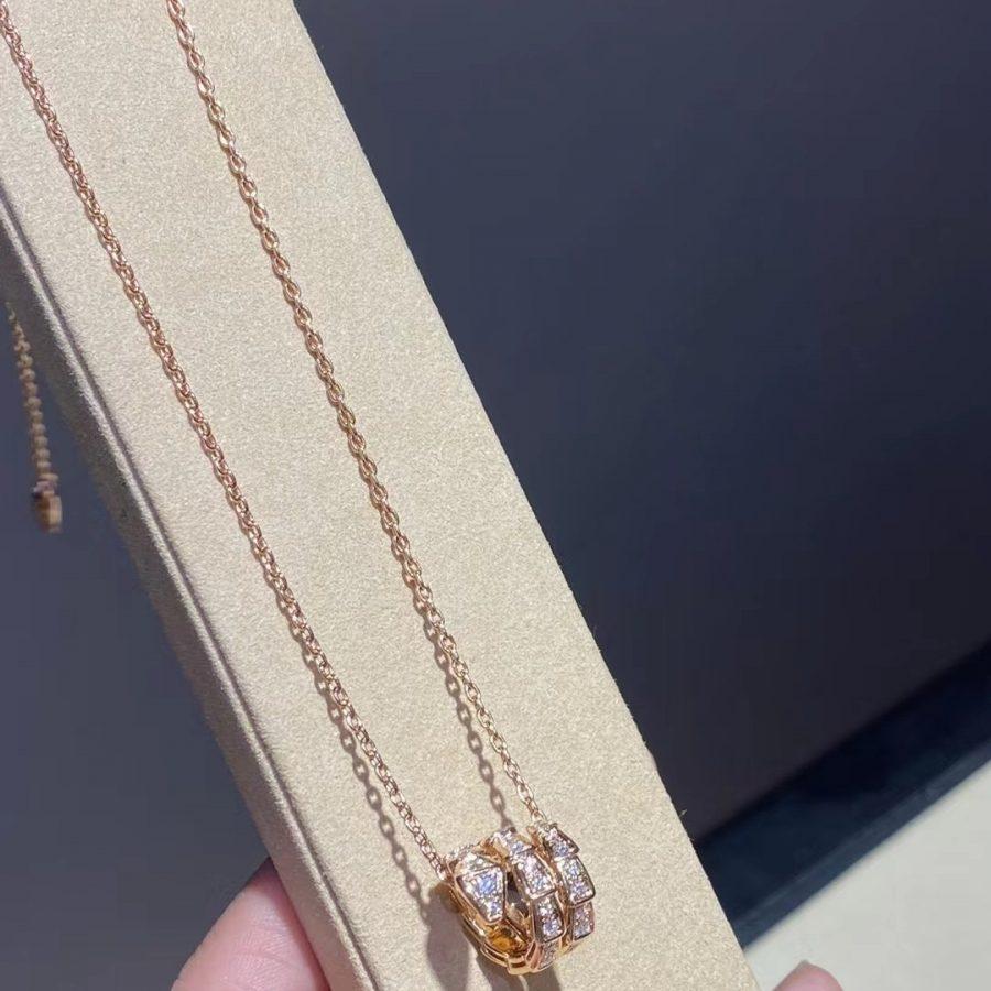 [Triumph Jewelry]SERPENTI PINK GOLD NECKLACE DOUBLE RING DIAMOND