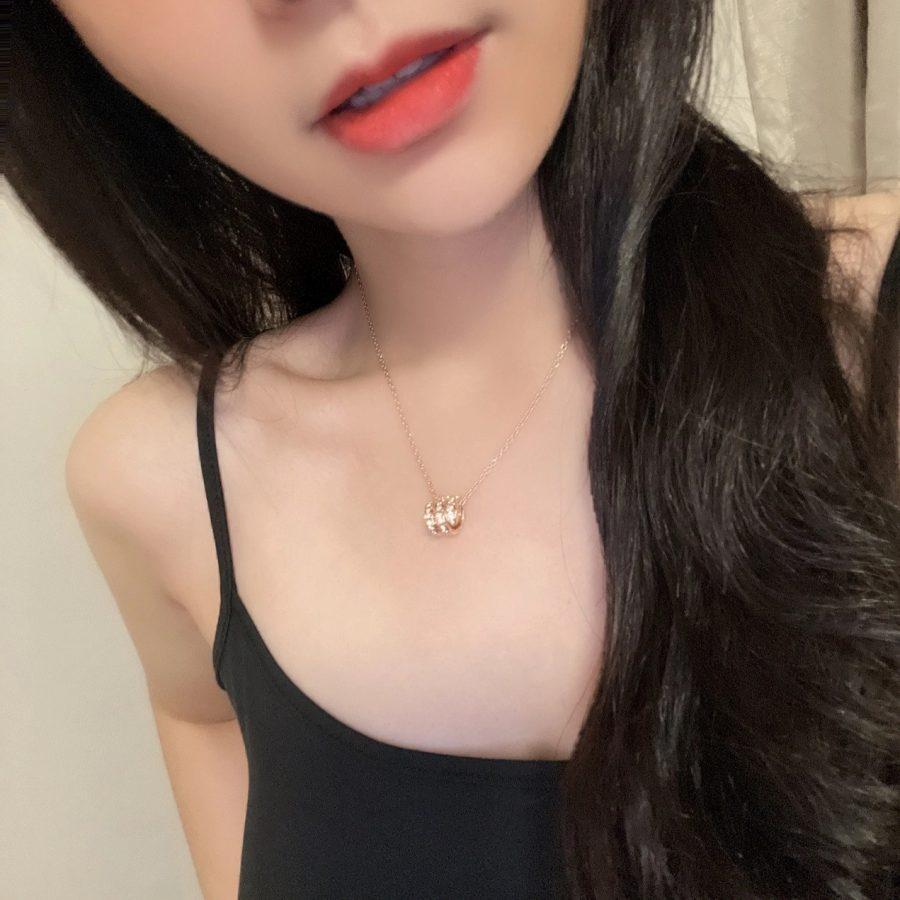 [Triumph Jewelry]SERPENTI PINK GOLD NECKLACE DOUBLE RING DIAMOND