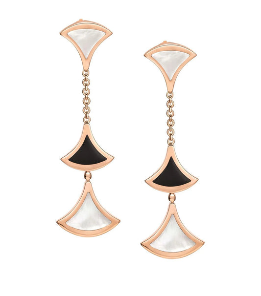 [Triumph Jewelry]DREAM EARRINGS 3 MOTIFS ONYX MOP PINK GOLD