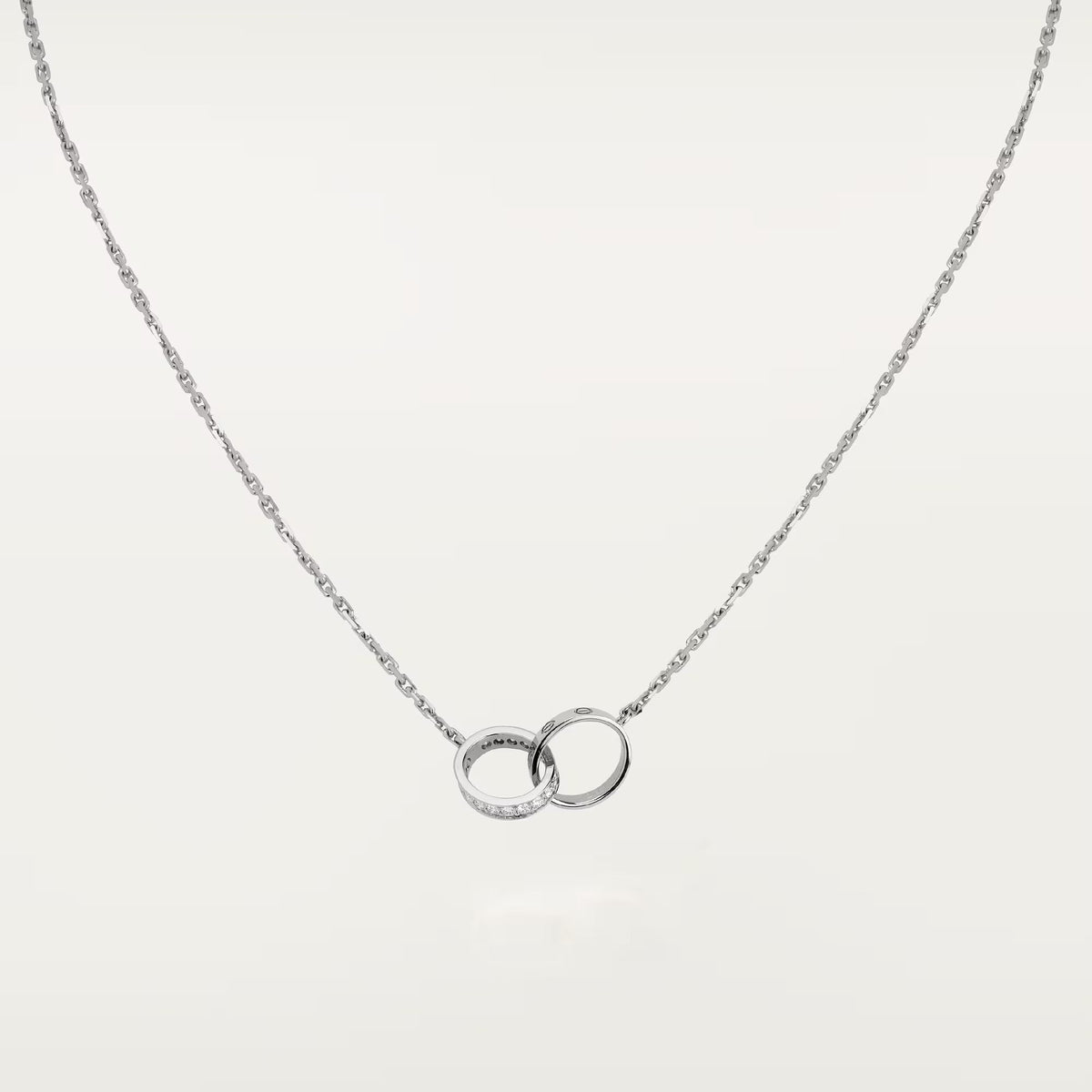 [Triumph Jewelry]LOVE DOUBLE RING HALF DIAMOND NECKLACE